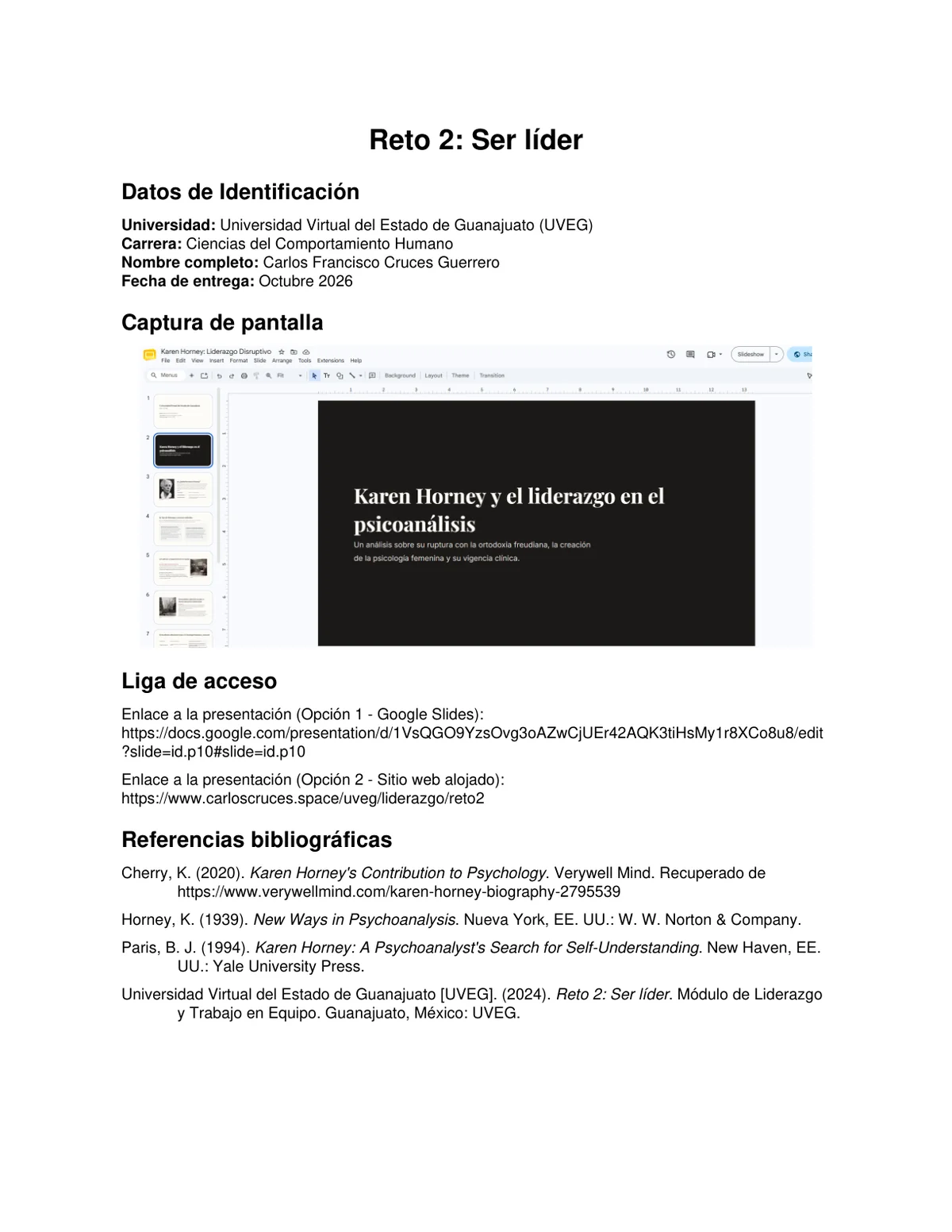Diapositiva 1 - Karen Horney: Liderazgo Disruptivo